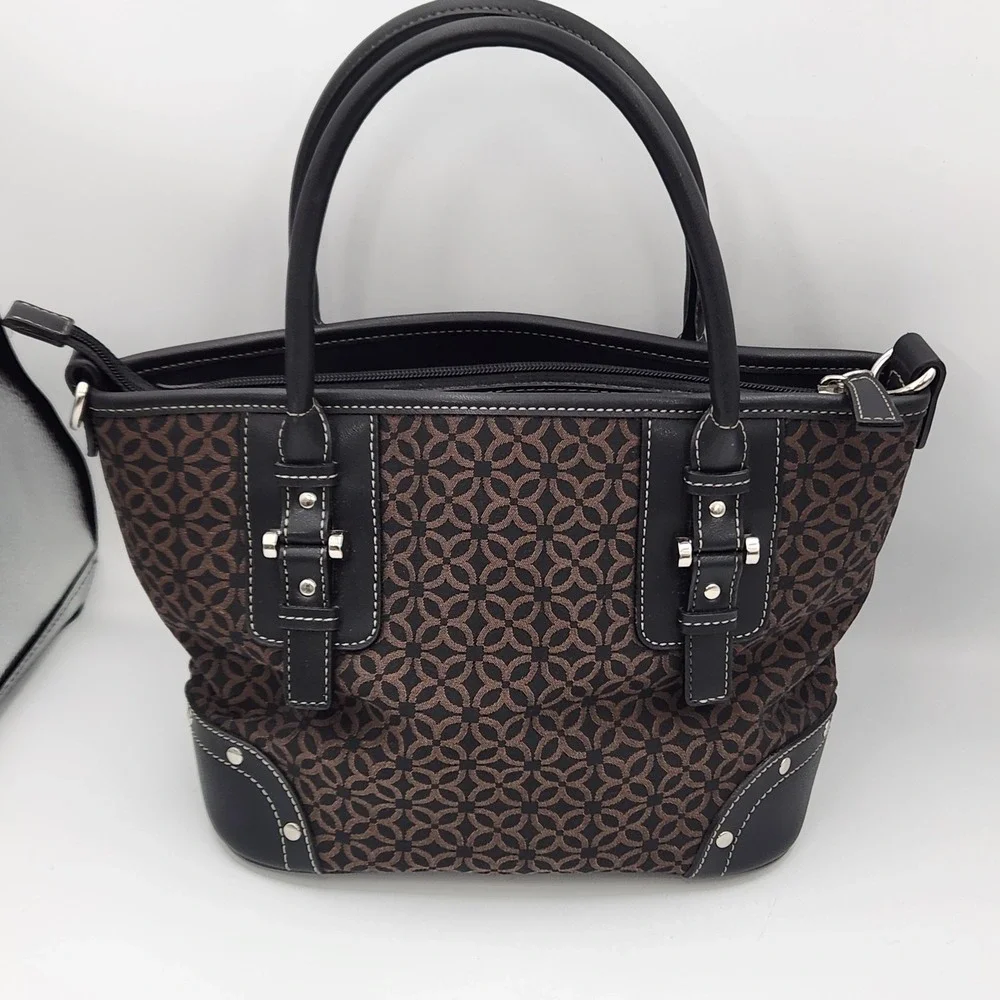 Relic Satchel Purse Brown and‎ Black Faux Leather Handbag RL5987 12x8x5